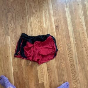 Red athlete shorts